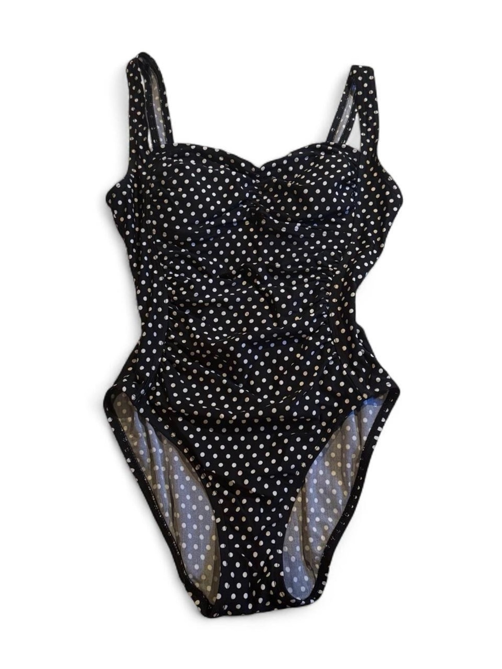 Vintage Black with white polka dot one piece swimsuit